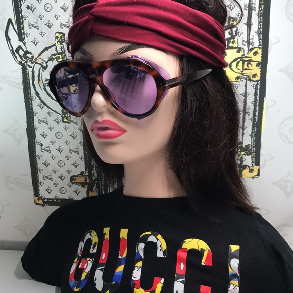 New Authentic Tortoiseshell Sunglasses with Purple Lenses TF882 53y - Picture 1 of 15